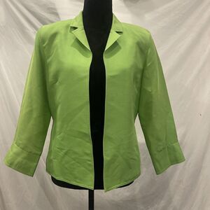 Silk Women’s size 10 Green Open Front Jacket Lined Evening